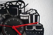 Load image into Gallery viewer, Wanduhr aus echter Schallplatte – Retro Design - Kino - Cinema – Vinyl Uhr